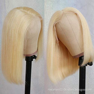 10a 10" 12" 14" 16" Wholesale Brazilian Virgin Human Hair Cuticle Aligned T Part 613 Lace Frontal Bob Wig